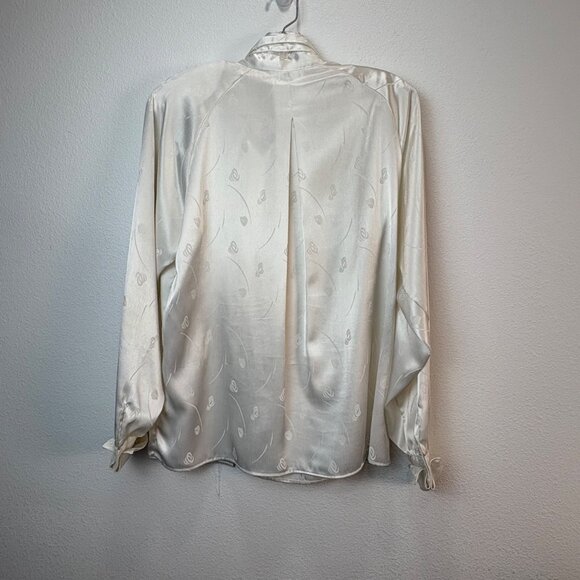 VTF Susan Hutton Ivory Satin Blouse Ruffled Collar Victorian Secretary Jacquard - Picture 4 of 8